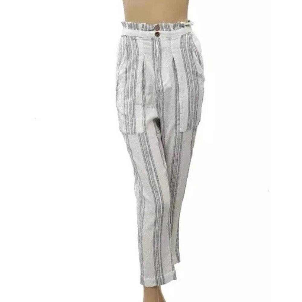 Free People Semi Sweet Pants Striped High Waisted Blue & White Trouser Size S